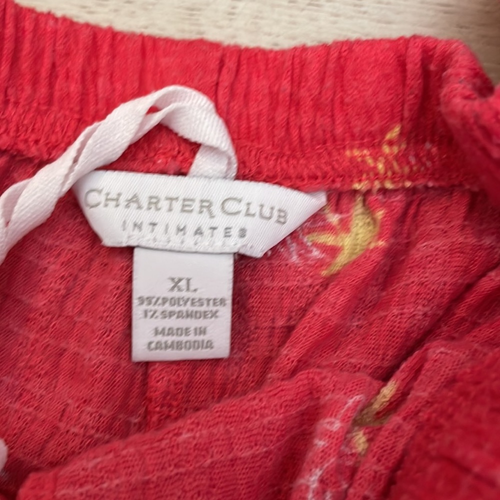 Charter Club Intimates Hot Pink with Yellow & White Palm Trees Women’s PJ Shorts - Picture 3 of 9